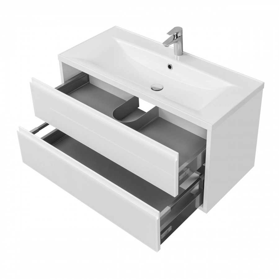 Тумба Aquaton Римини 100 с раковиной Премьер М 100 подвесная, белый