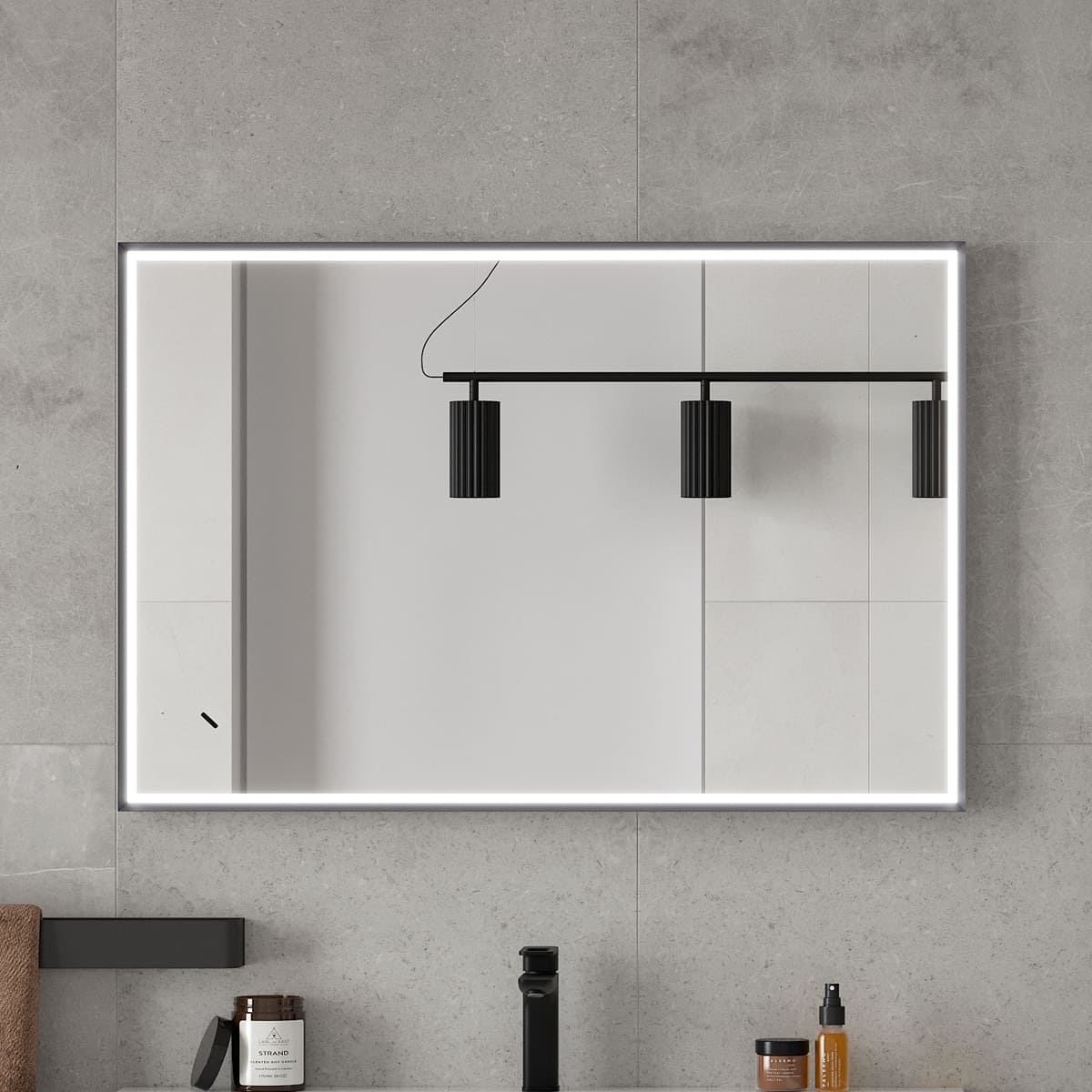 Зеркальный шкаф EQUIL Smile LED 100 серый муар