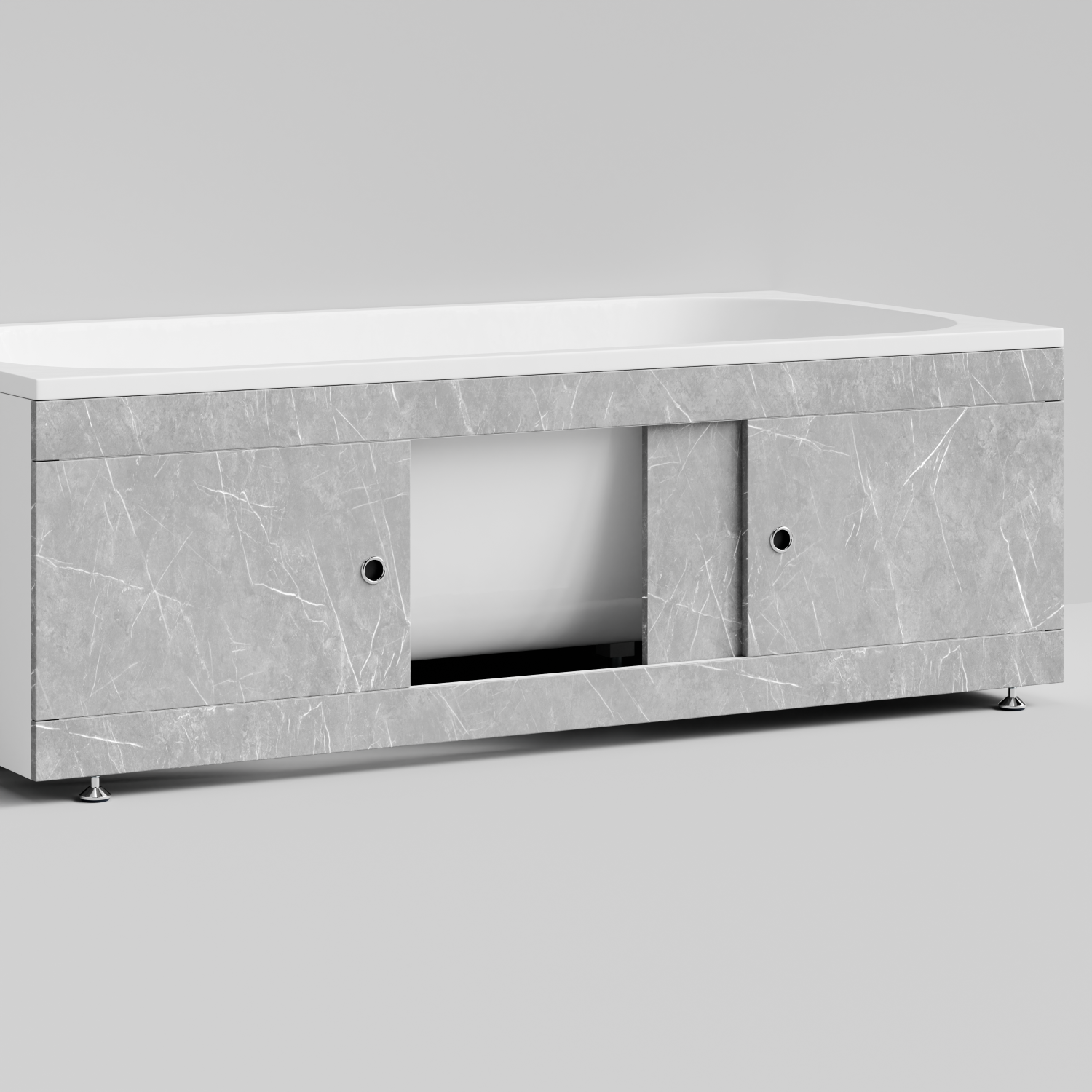 Экран под ванну Vod-ok Купе 170 раздвижной Мрамор Белый софт тач