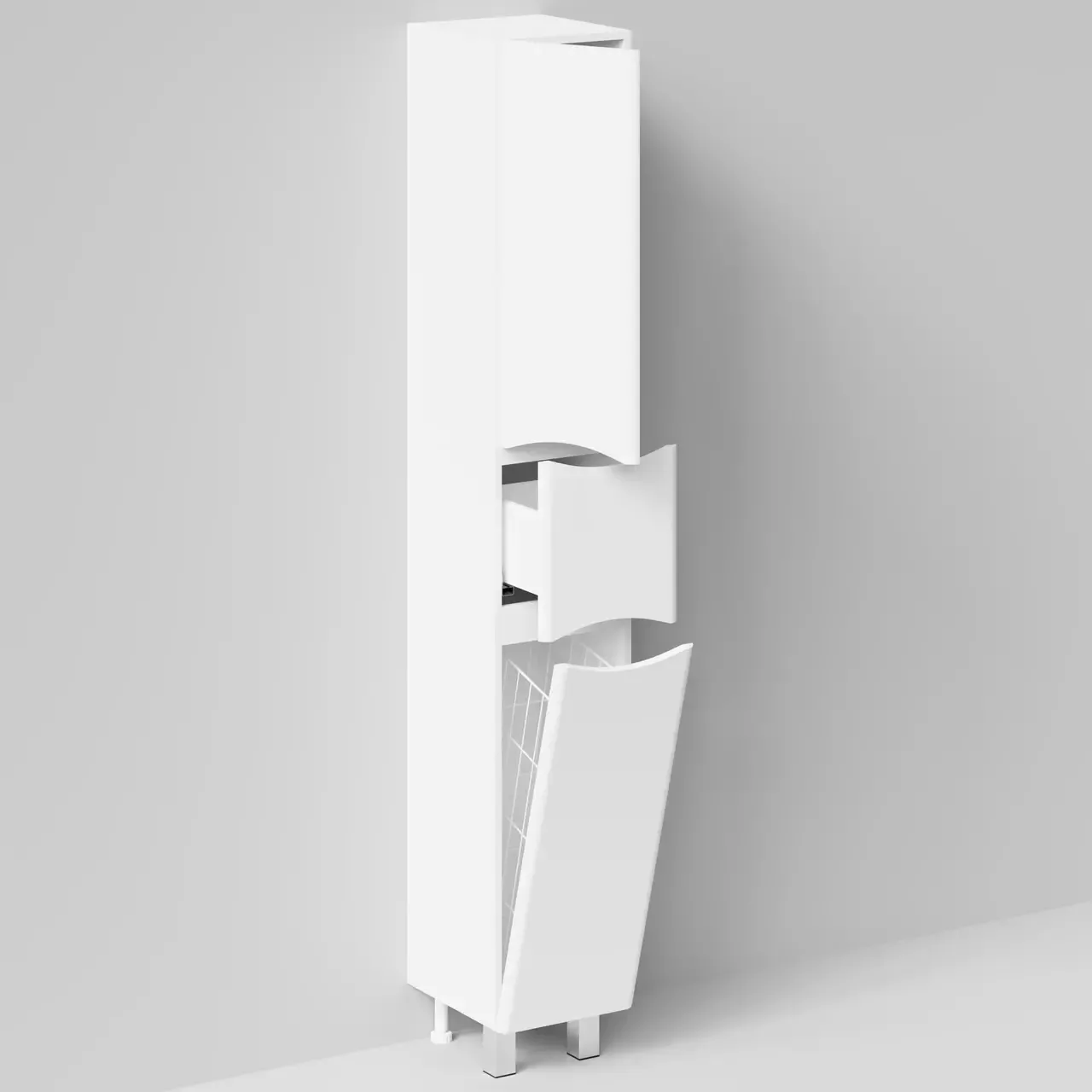 Пенал Vod-ok Адель 30 L/R, 2 двери, 1 ящик, напольный, с корзиной, белый + 13 цветов