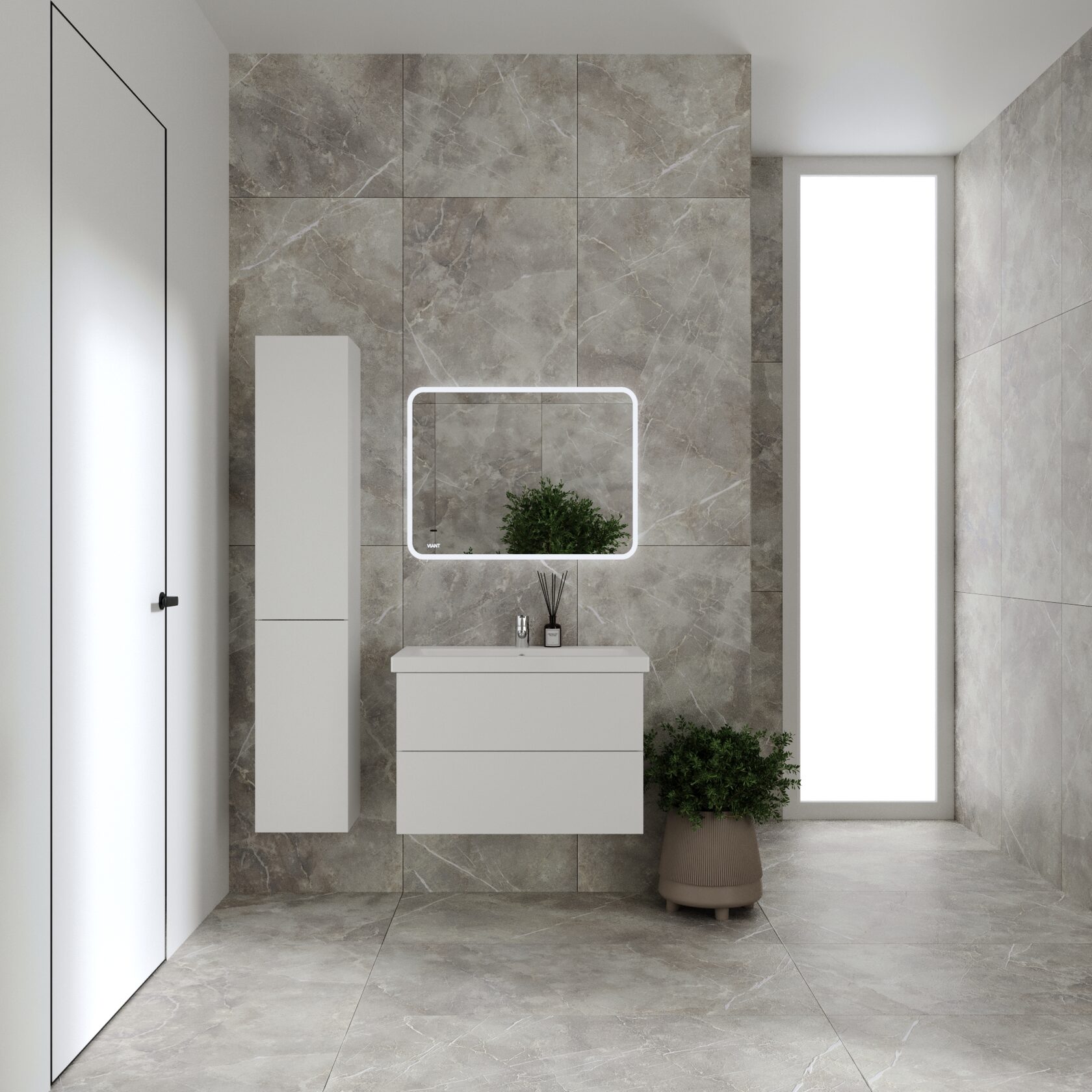 Тумба подвесная Viant София 80 с раковиной Como 80, два ящика, белый