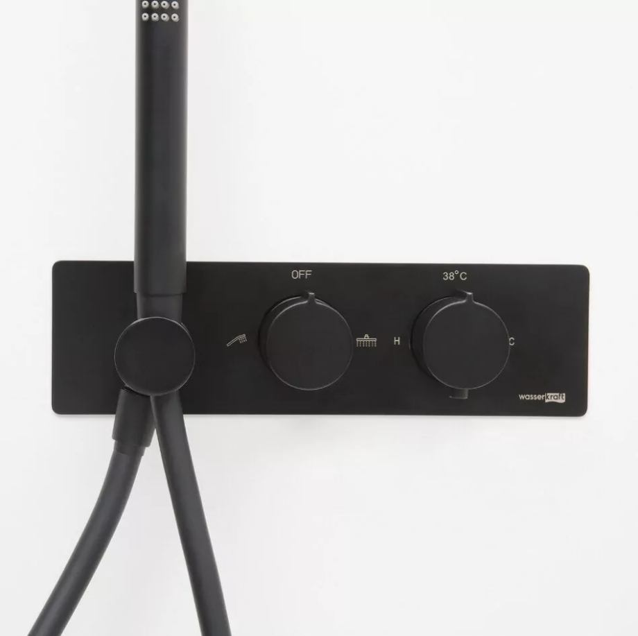 Смеситель для душа WasserKraft Elbe 7488 Thermo черный Soft-touch