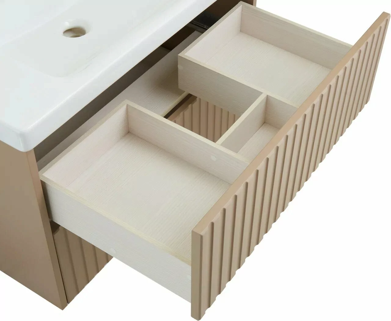 Тумба с раковиной ASB Woodline Риола 80 подвесная, капучино