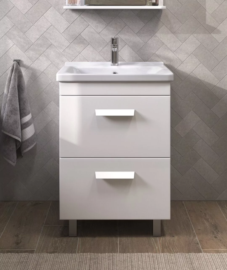 Тумба напольная Vigo Nova 70 с раковиной Миранда 70, 2 ящика, белый