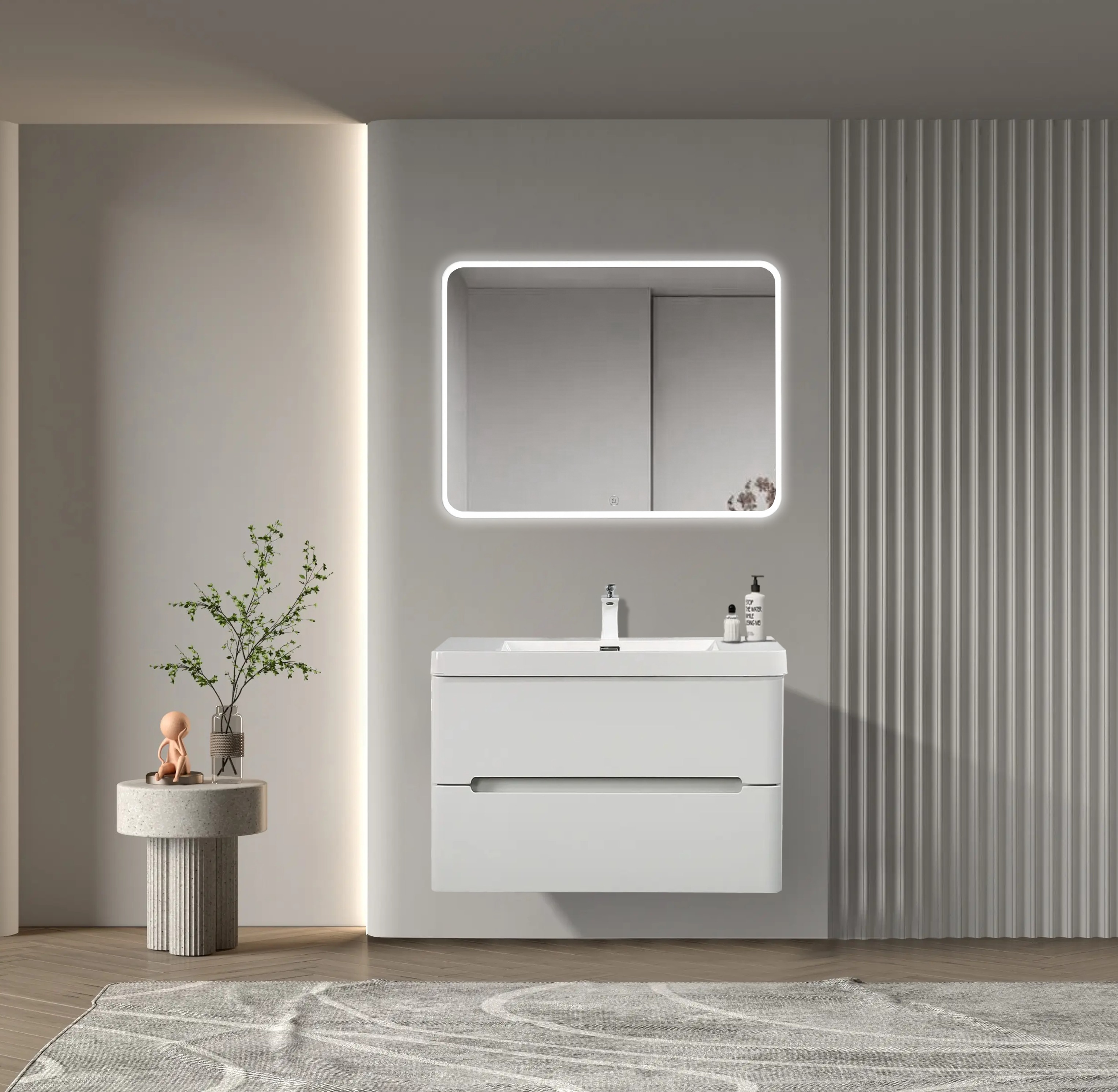 Тумба с раковиной Parly River 80 подвесная, лилейно белый