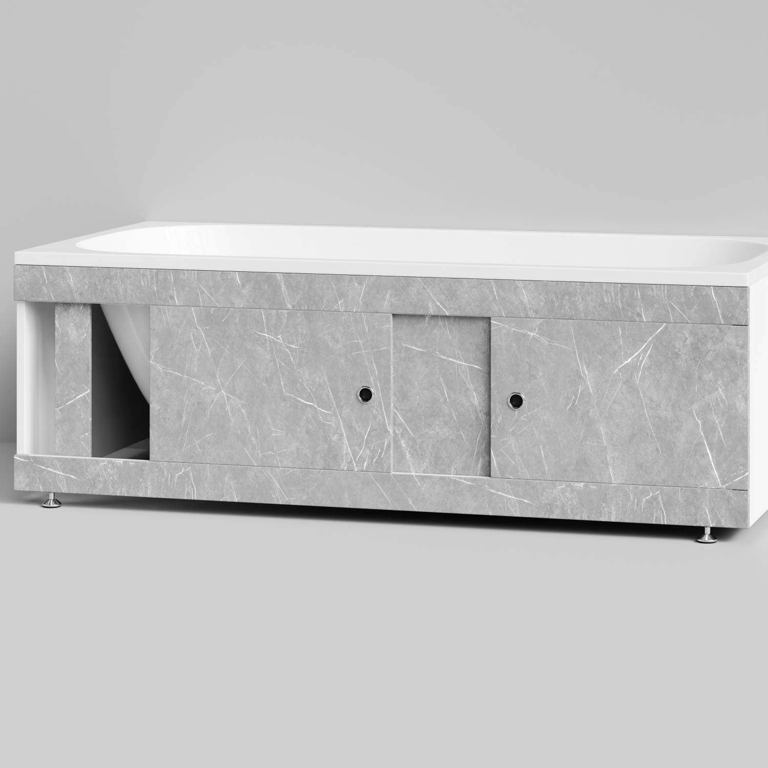 Экран под ванну Vod-ok Купе 170 раздвижной Мрамор Белый софт тач