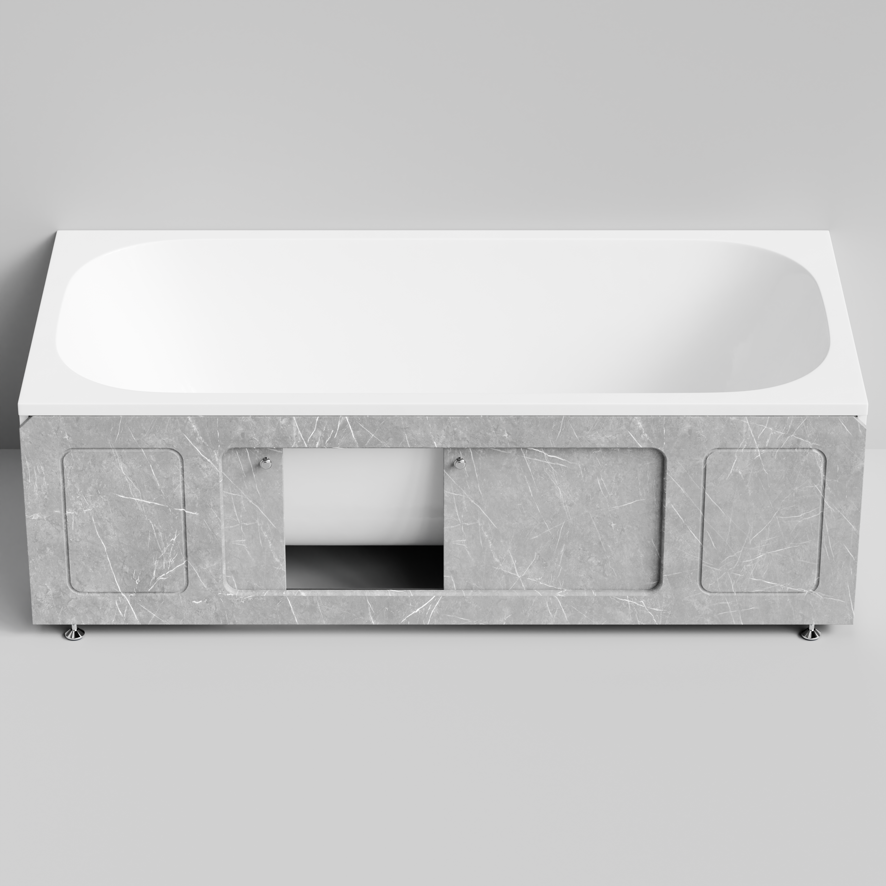 Экран под ванну Vod-ok Лидер 180 раздвижной Мрамор Белый софт тач