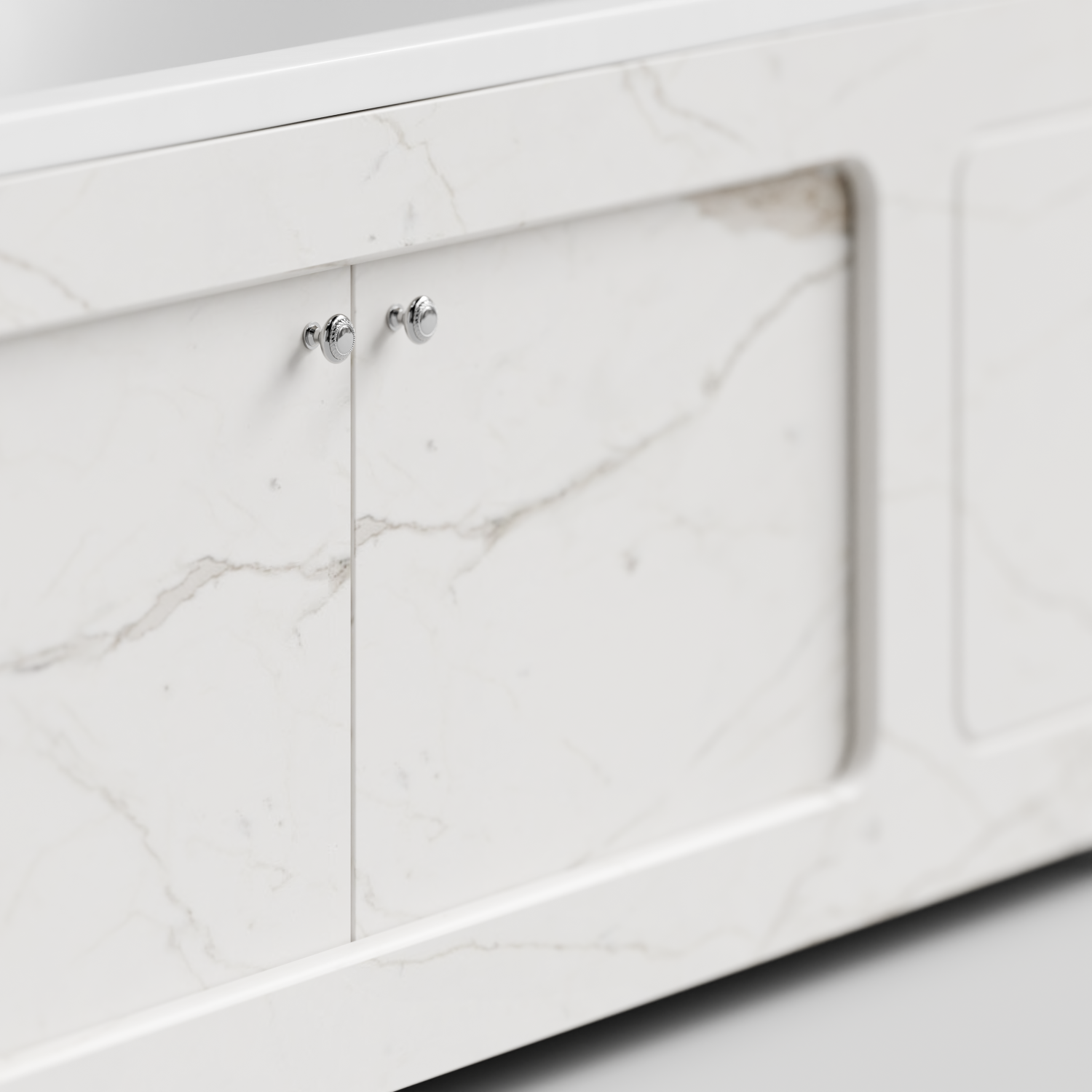 Экран под ванну Vod-ok Лидер 180 раздвижной Мрамор Белый натур милк