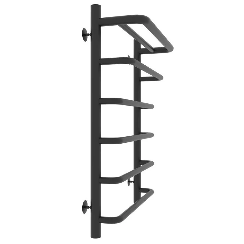 Полотенцесушитель водяной Laris Стандарт П6 500х700 с полкой, черный матовый