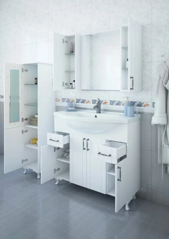 Зеркало с шкафчиком Sanflor Глория 105 белый матовый