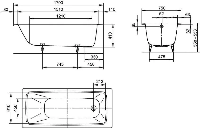 Ванна стальная Kaldewei Cayono 170x75