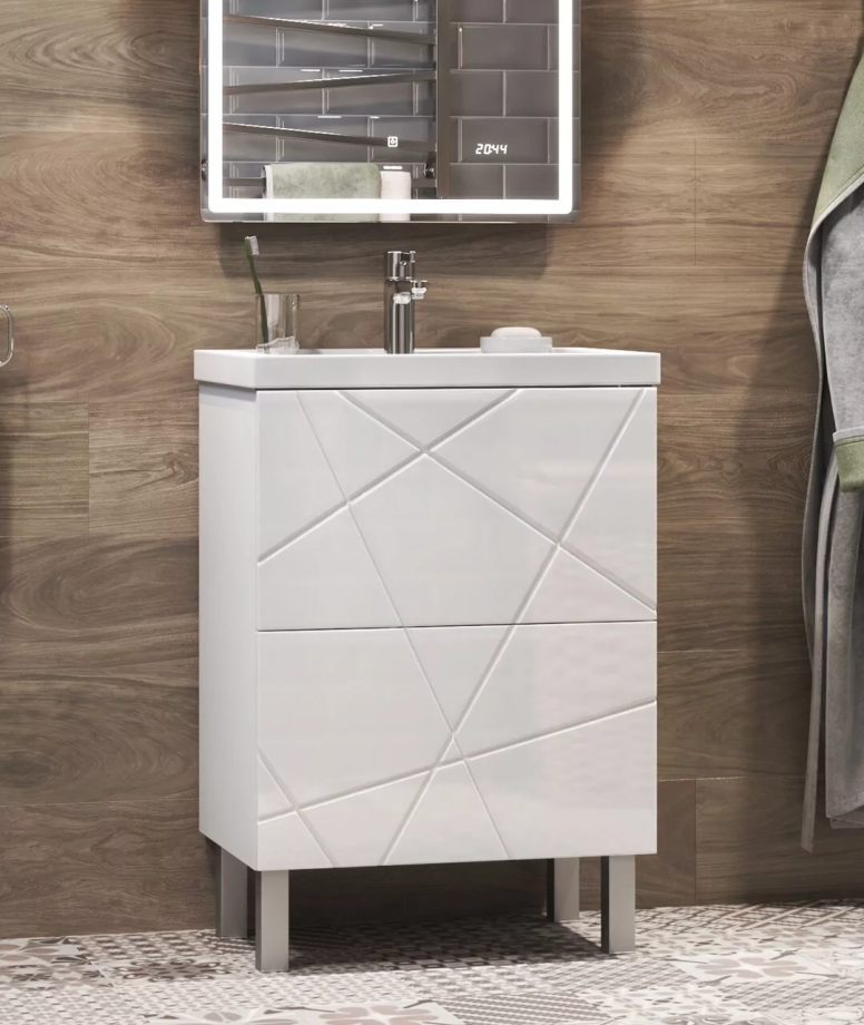 Тумба напольная Vigo Geometry 50 с раковиной Фостер 50, белый