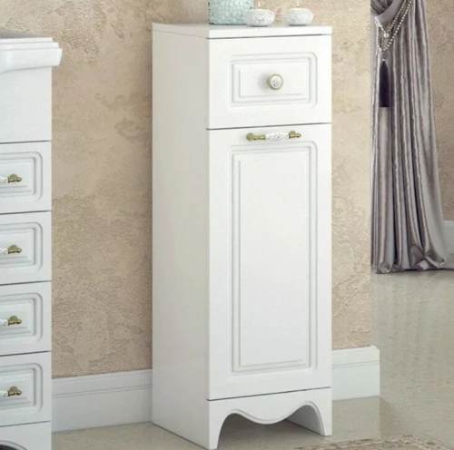 Тумба-комод Corozo Классика 30 с корзиной для белья, белая