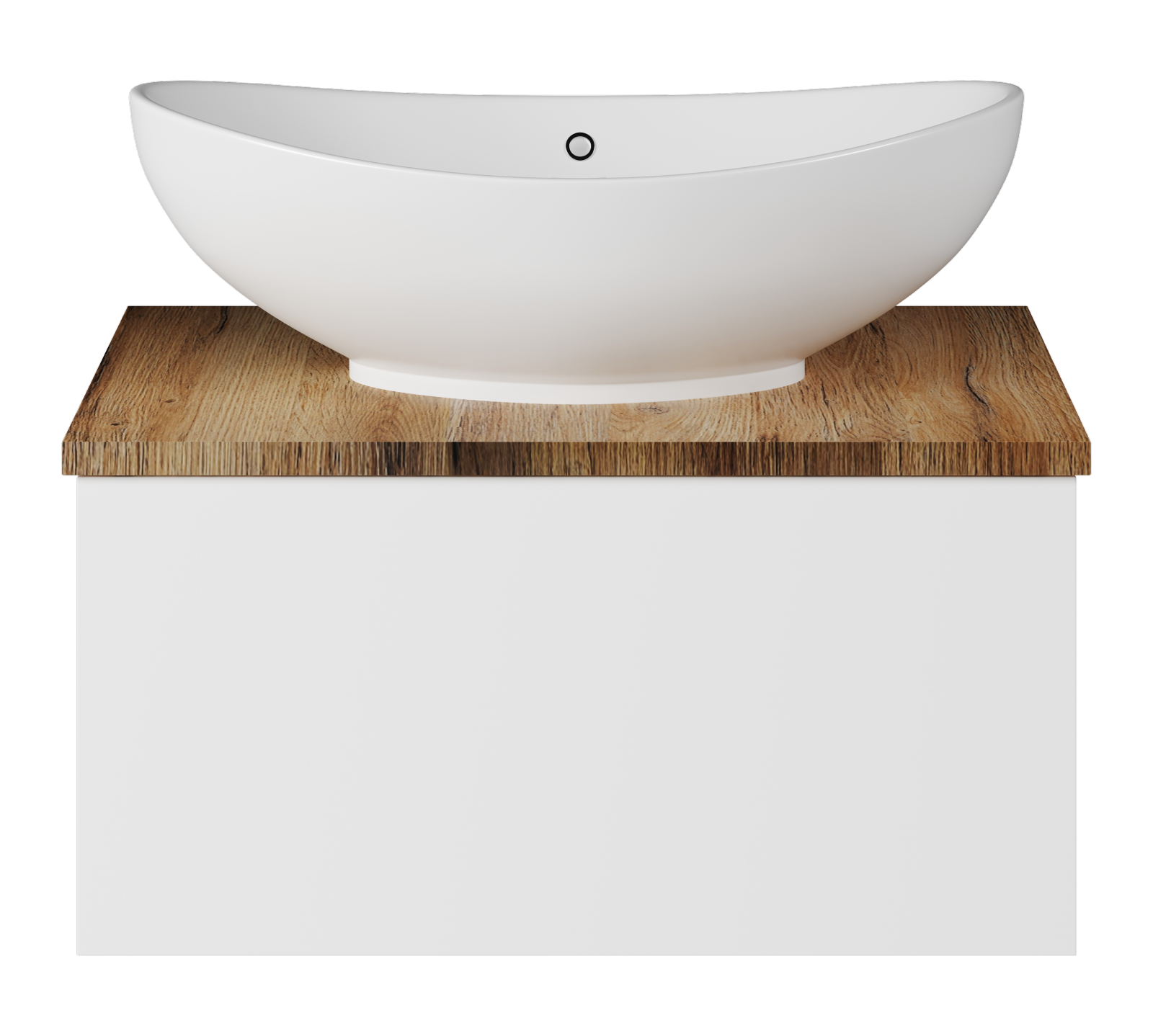 Тумба с раковиной Misty Ива 60 подвесная, белый/дуб вотан