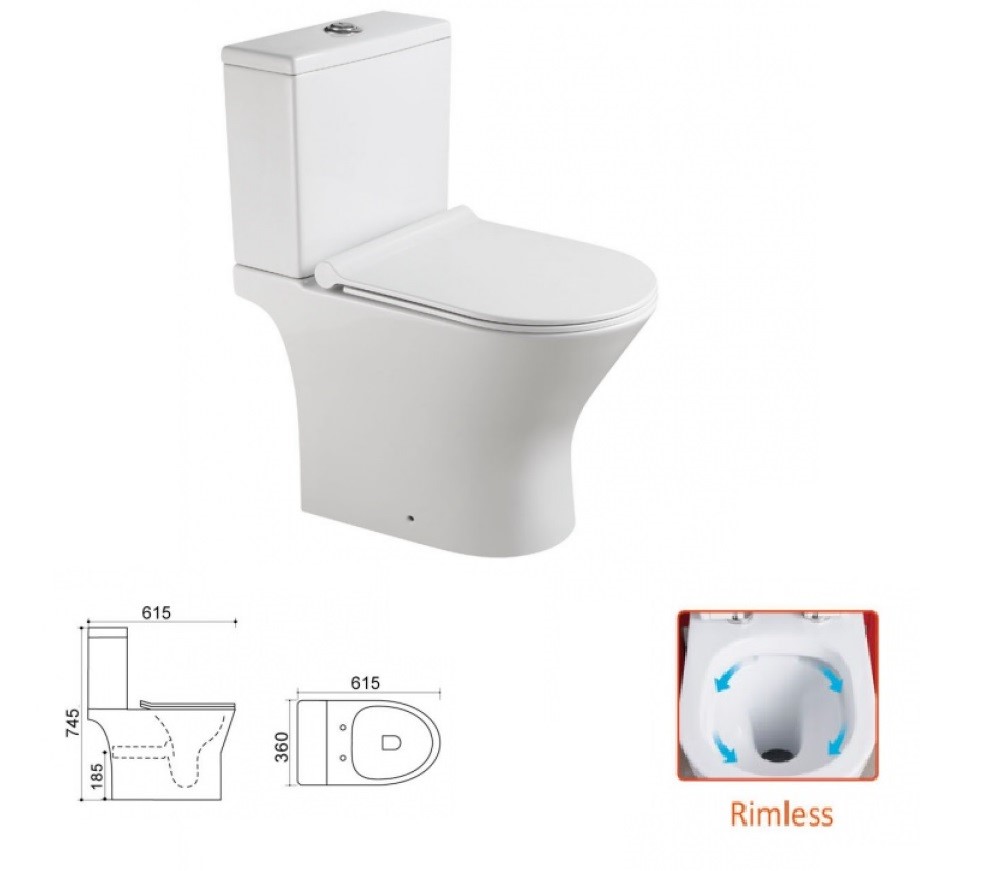 Унитаз напольный rimless Stella Polar Ронда KN2224000, белый, 2 части