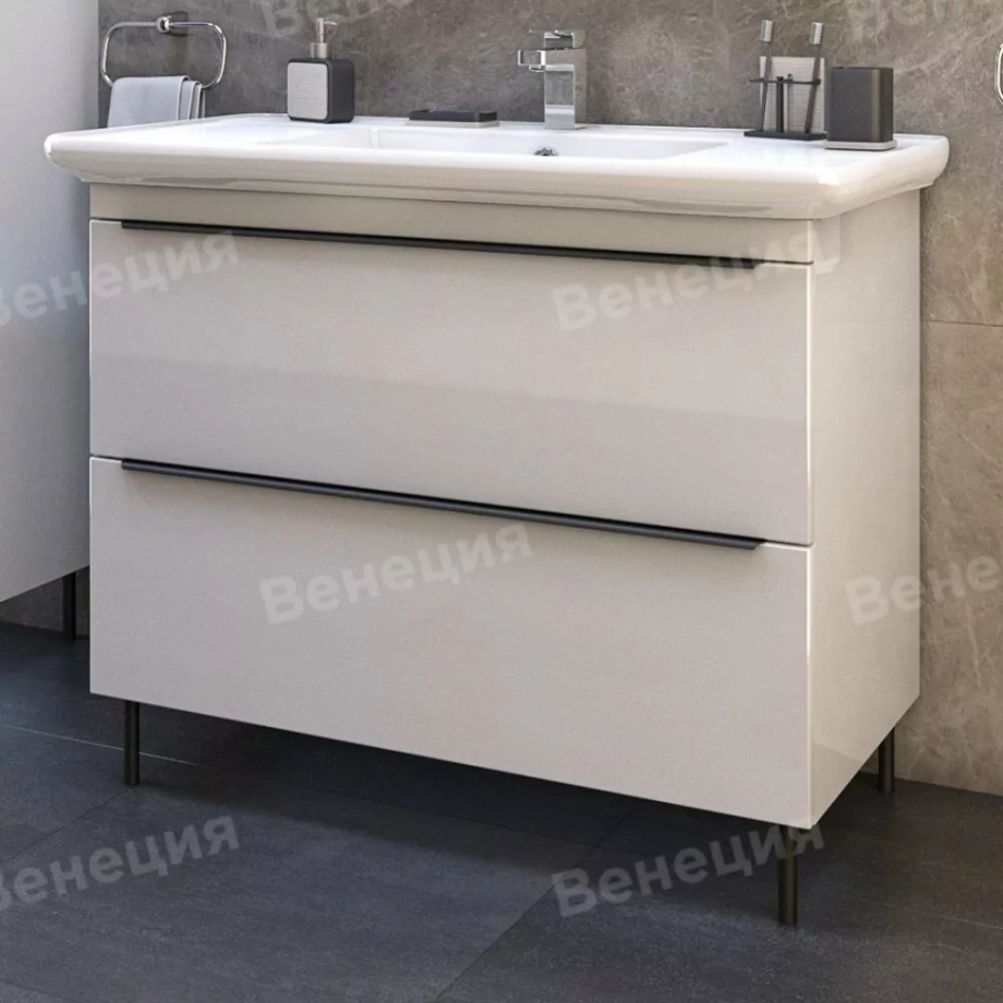 Тумба с раковиной Венеция Монте 105 напольная, белый