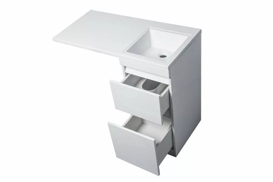 Тумба напольная Style Line Даллас 100 Люкс Plus Эмаль с раковиной Даллас 100 под стиральную машину, два ящика, правая, белая
