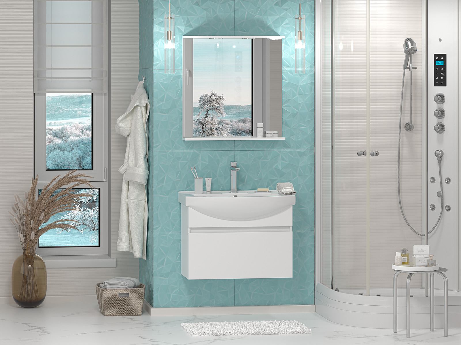 Тумба с раковиной Misty Монро 75 подвесная, белый