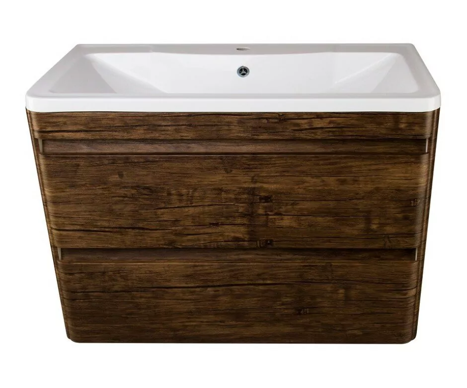 Тумба подвесная Style Line Атлантика 90 Plus Люкс с раковиной Атлантика 90, старое дерево