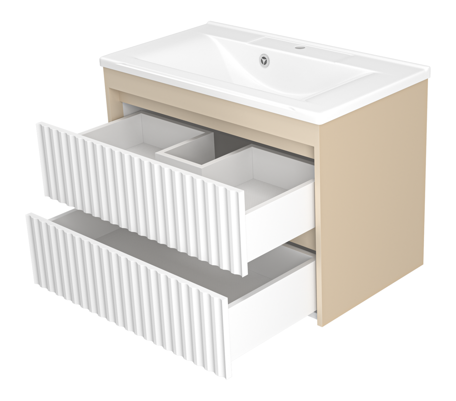 Тумба с раковиной Brevita Balaton 80 подвесная, белый/бежевый
