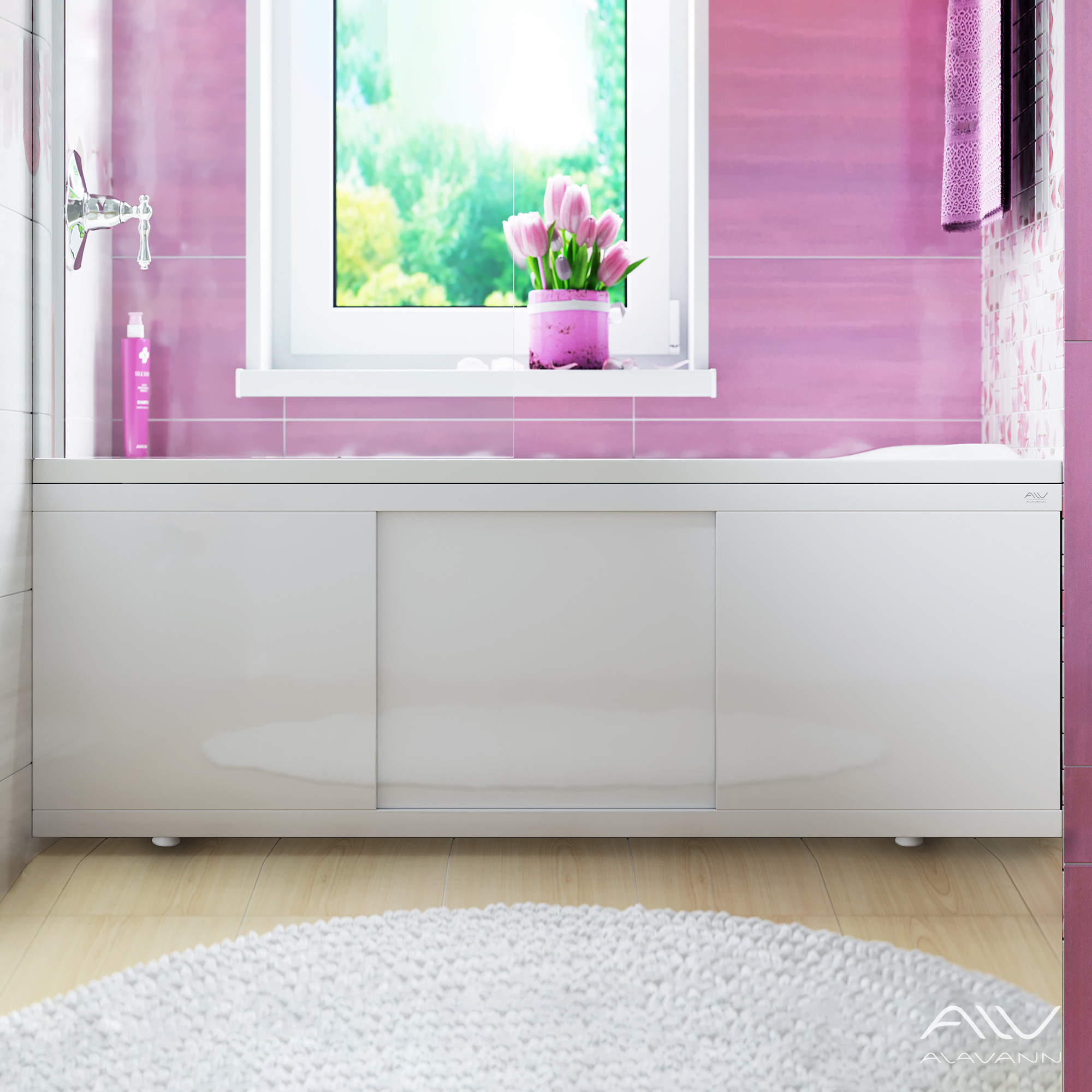 Экран под ванну Alavann Crystal 160 раздвижной белый