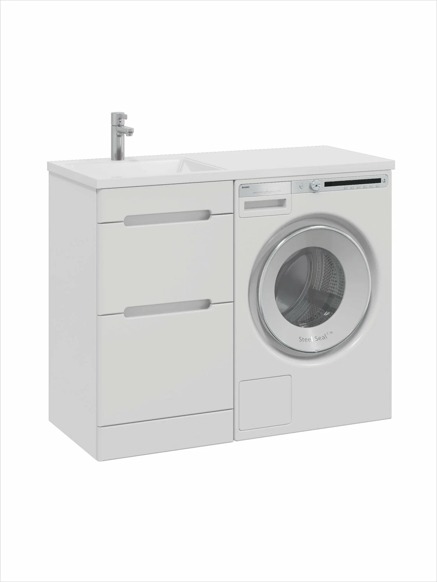 Тумба напольная SanStar Толедо 50 с раковиной Даллас 110 левый белая