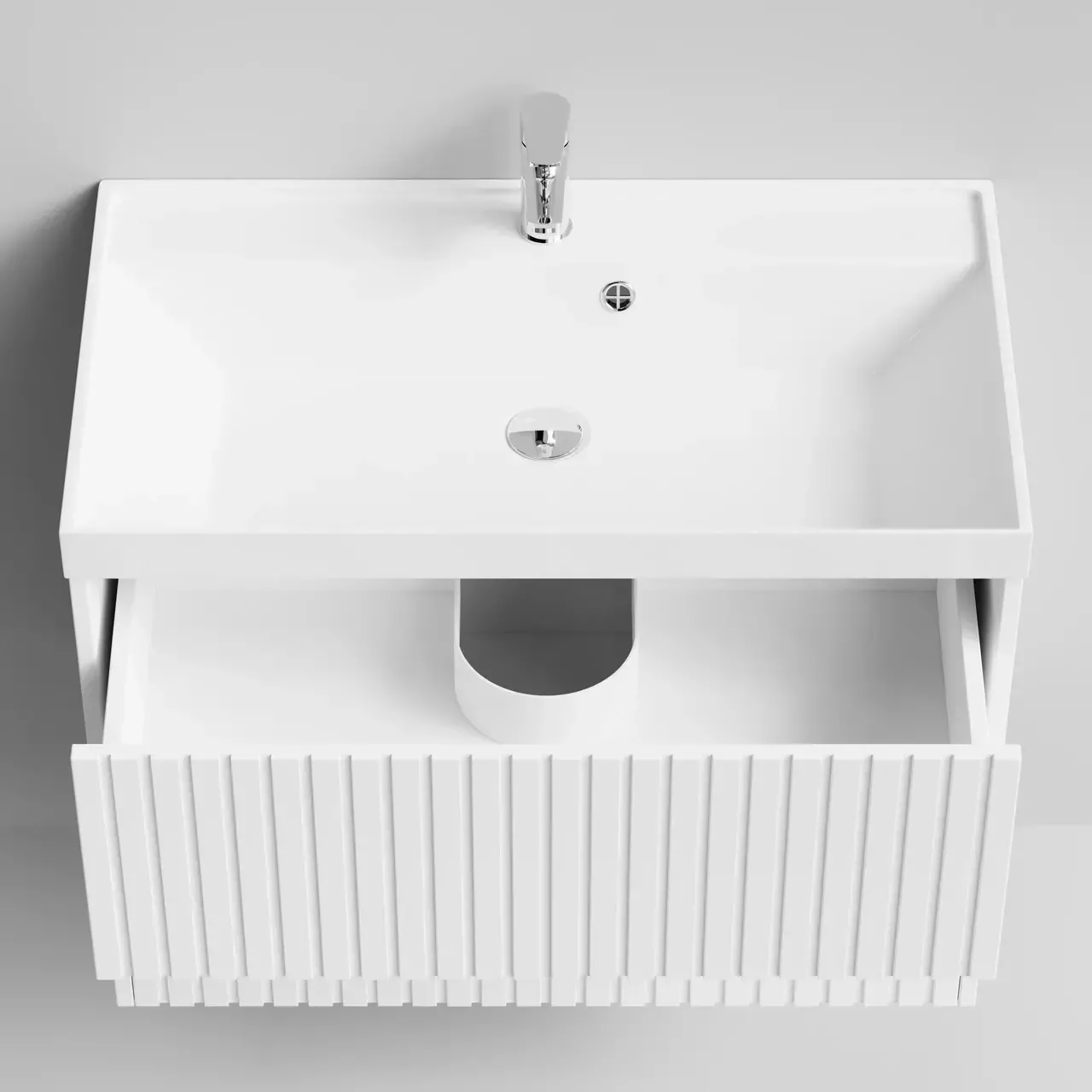 Тумба подвесная Vod-ok Тач 80 2 ящика с раковиной Classica 80, белая + 13 цветов