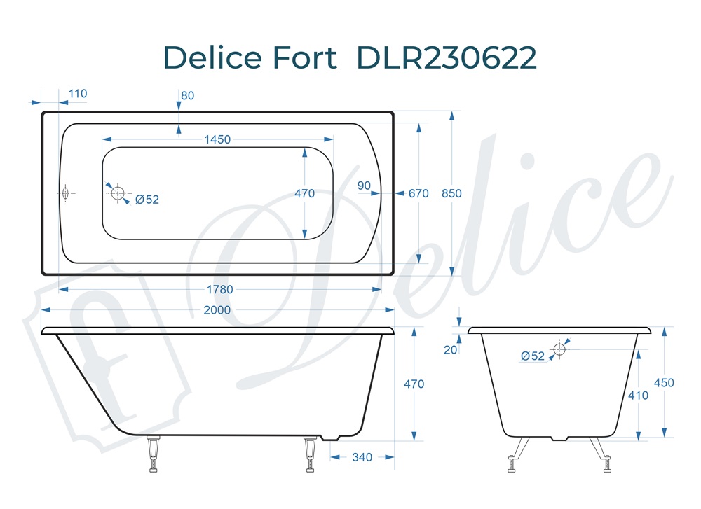Ванна чугунная Delice Fort 200х85 DLR230622