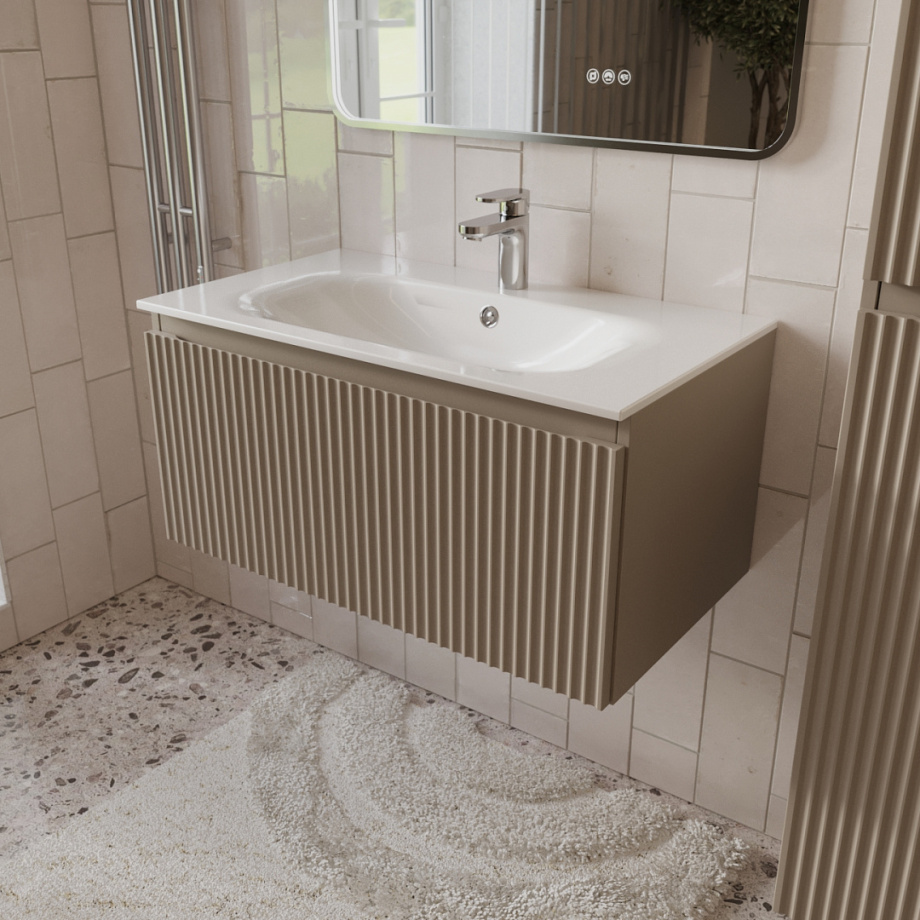 Тумба с раковиной подвесная (80 см) Terminus Sicilia SIC10801200501O, капучино