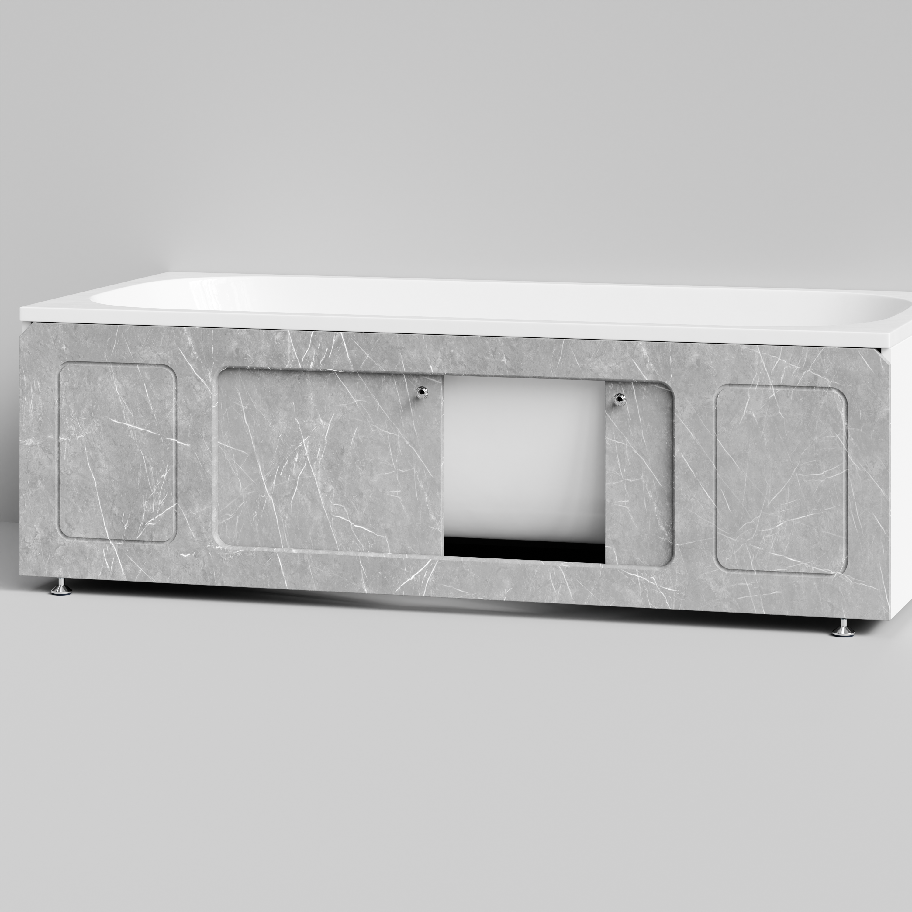 Экран под ванну Vod-ok Лидер 180 раздвижной Мрамор Белый софт тач