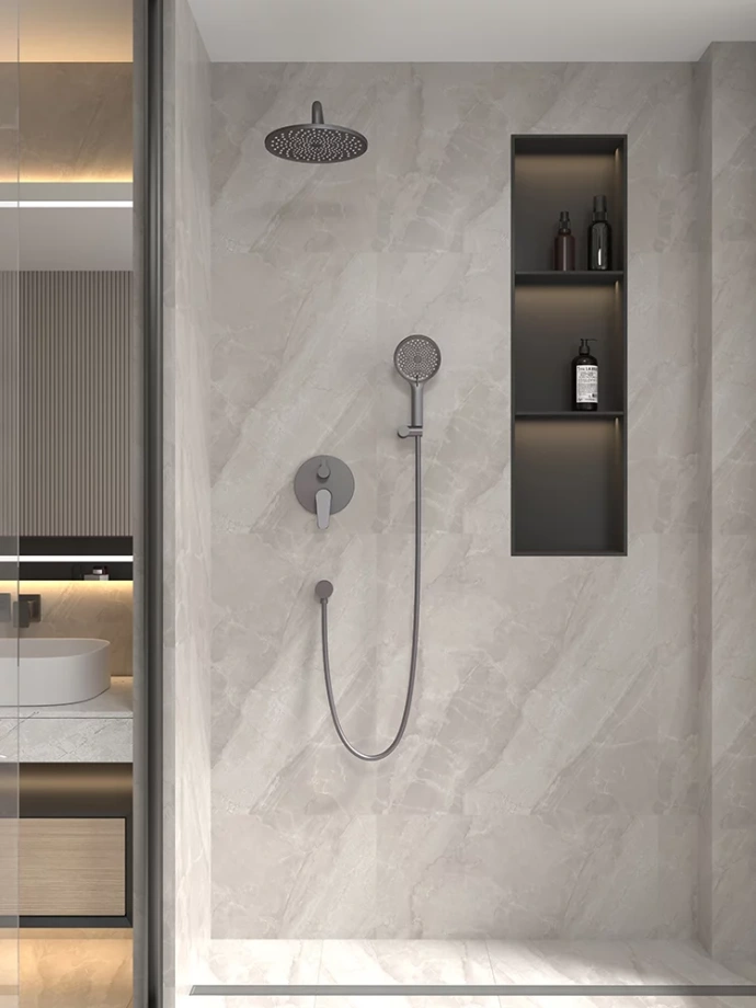 Встраиваемая душевая система Veconi TEORA TE-500-GR-C4, Графит брашинг