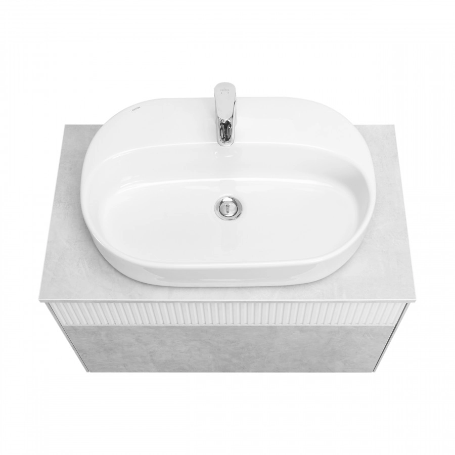 Тумба Aquaton Марбл слэйт 80 с раковиной Одри 62х42 Round, белый матовый