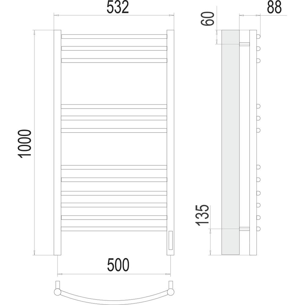 Полотенцесушитель электрический Terminus Классик П12 50х100