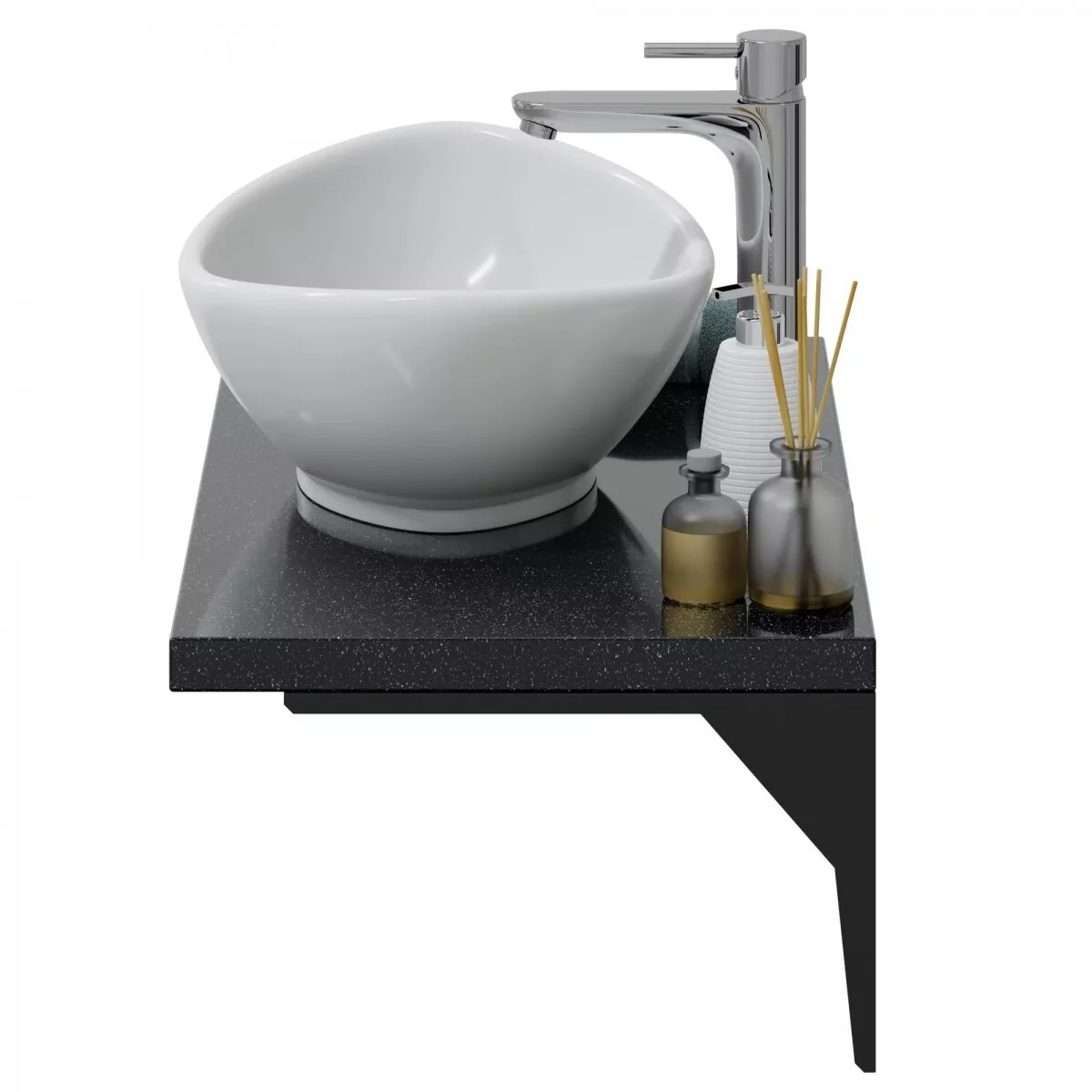 Столешница Санта 80х45 млечный путь, на кронштейнах, с раковиной Гамма 56