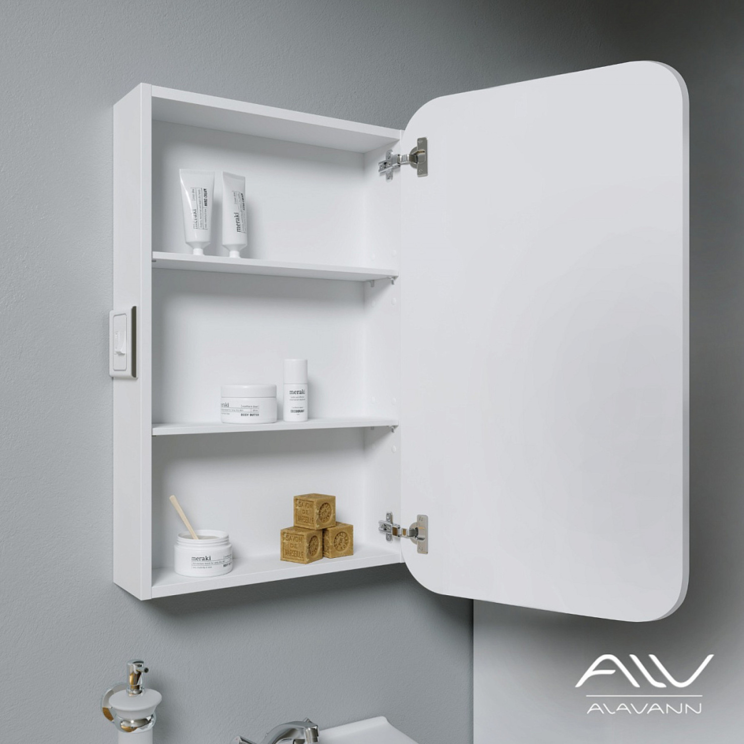 Зеркало-шкаф Alavann Monaco 55 универсальное, белый