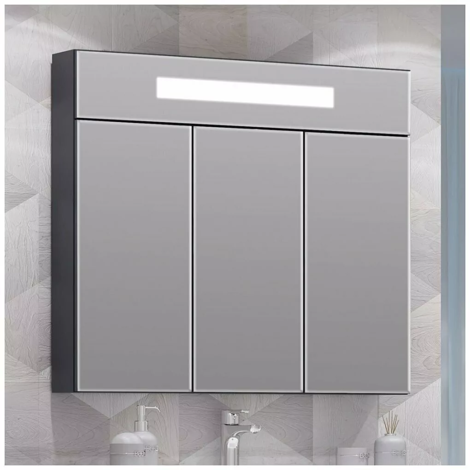 Зеркальный шкаф Opadiris Кристалл 90 антрацит