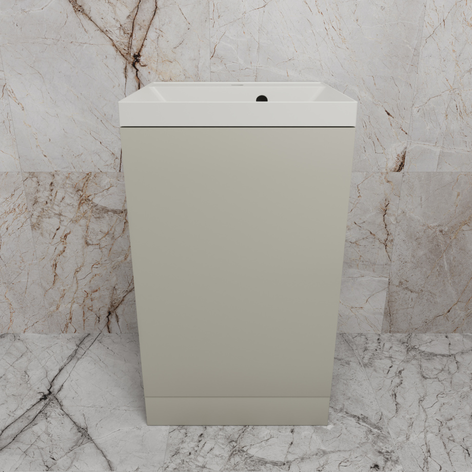 Тумба напольная Style Line "МОНО 50" с раковиной ASTI 50 жасмин, (1 дверь), санд серая галька