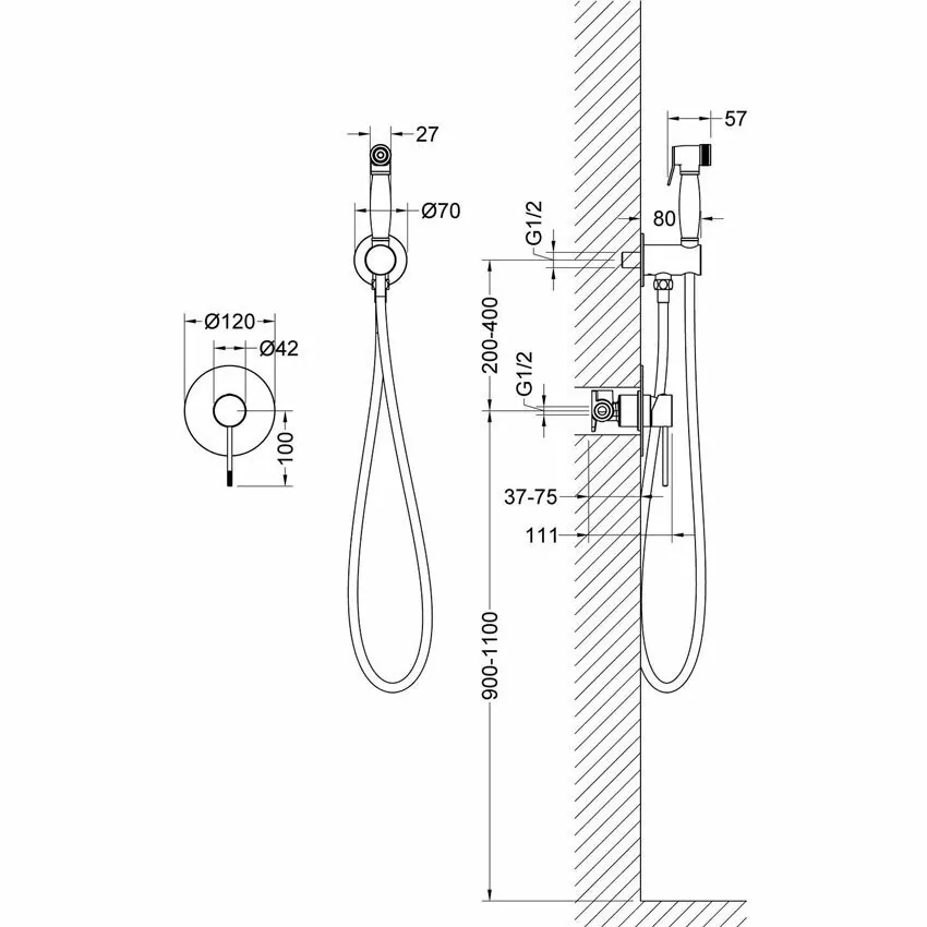 Смеситель с гигиеническим душем Timo Saona 2389/18SM черное золото