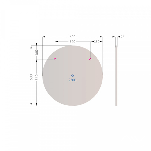 Зеркало Alavann Rondo 60 свет, антизапотевание, ик-выключатель
