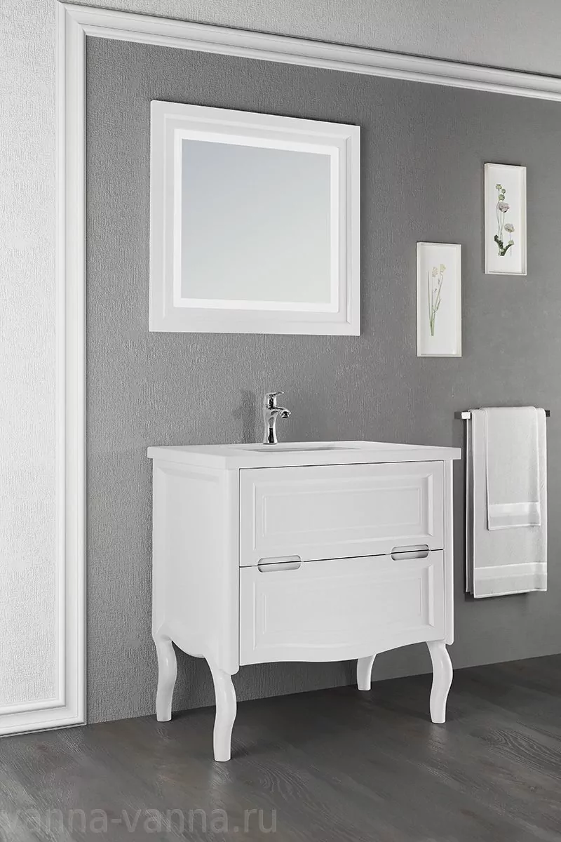 Мебель для ванной Vod-ok Elite Эльвира 80 ящики, комплект, напольный, белый