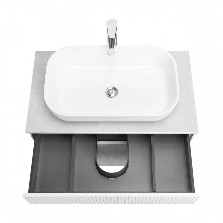 Тумба Aquaton Марбл слэйт 80 с раковиной Лола 60, белый матовый