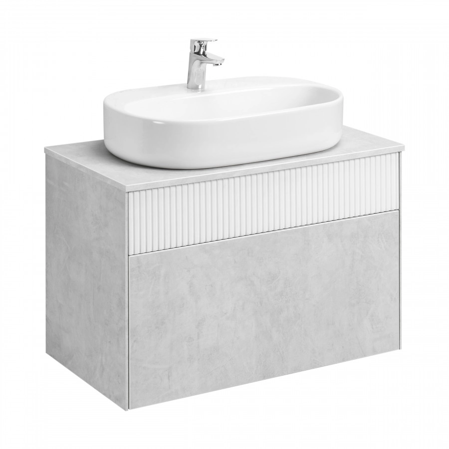 Тумба Aquaton Марбл слэйт 80 с раковиной Одри 62х42 Round, белый матовый