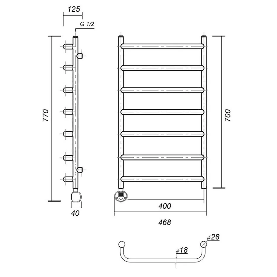Полотенцесушитель электрический Domoterm Стефано П7 400x700 АБР EL, античная бронза