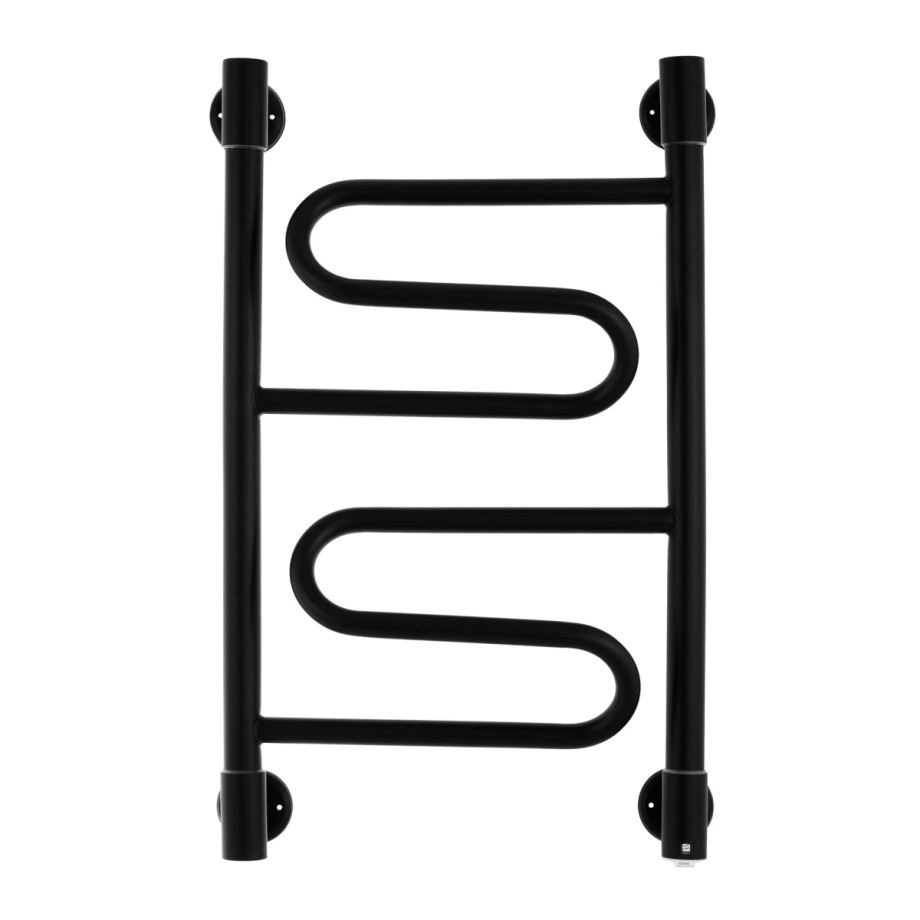 Полотенцесушитель электрический Energy Bravo2 650x400 черный матовый, тип "лесенка",  скрытое/наружное подключение