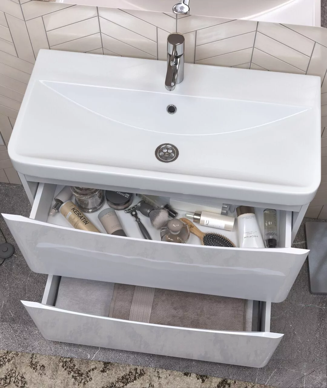 Тумба напольная Vigo Glem 700-0-2 с раковиной Como 70, 2 ящика, белый от магазина Vanna-Vanna.ru!