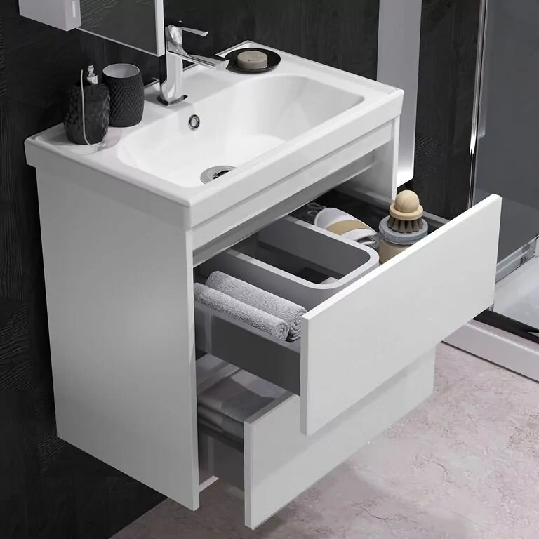 Тумба подвесная Opadiris Фреш 60 с раковиной CeraStyle Frame 60, белый