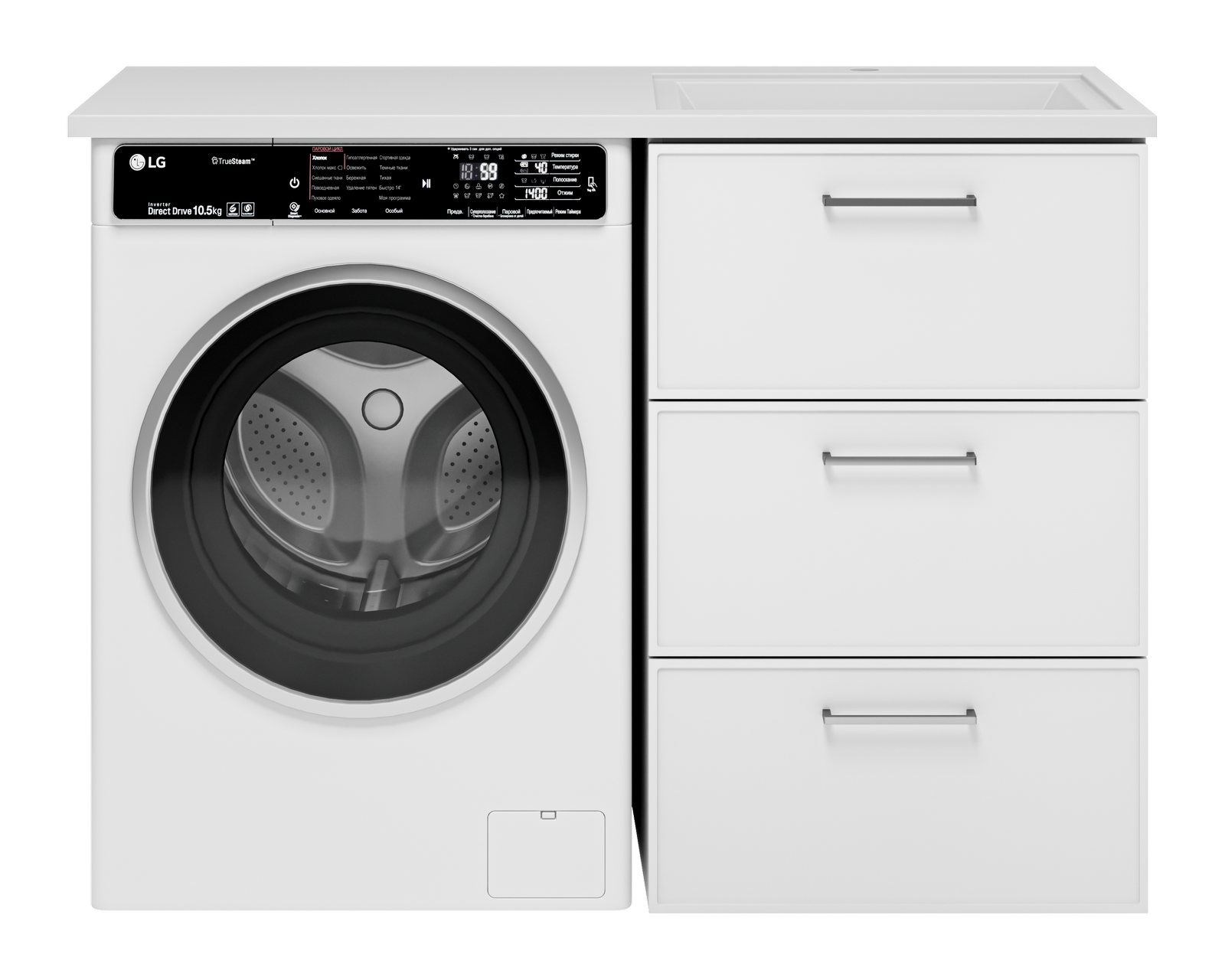 Тумба с раковиной Brevita Frame 55 под стиральную машину напольная правая (белая)