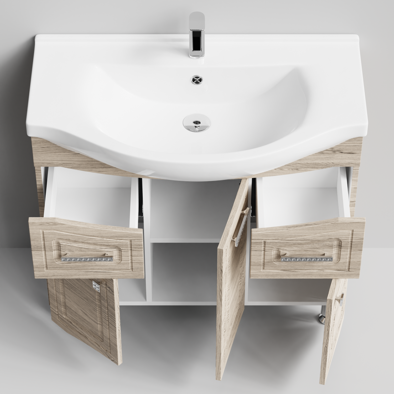 Тумба с раковиной Адам 90 напольная, Дубослив ореховый светлый, петли справа