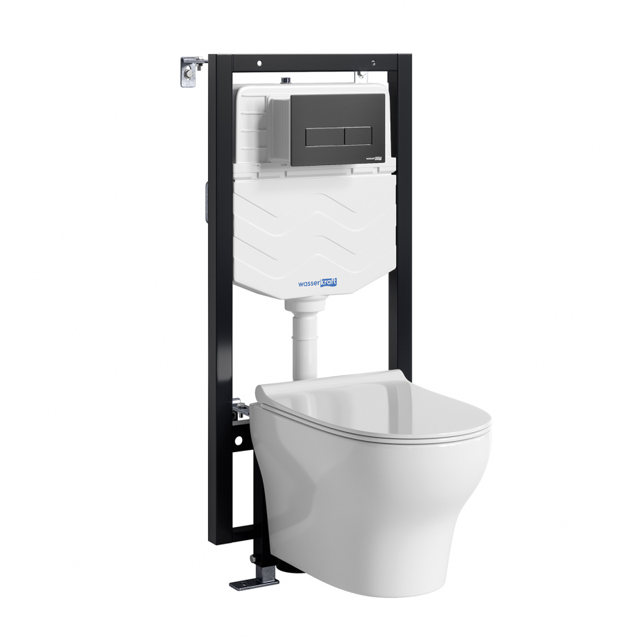 Унитаз подвесной WasserKRAFT 56TLT.010.ME.MB03.H001 с инсталляцией и кнопкой, белый