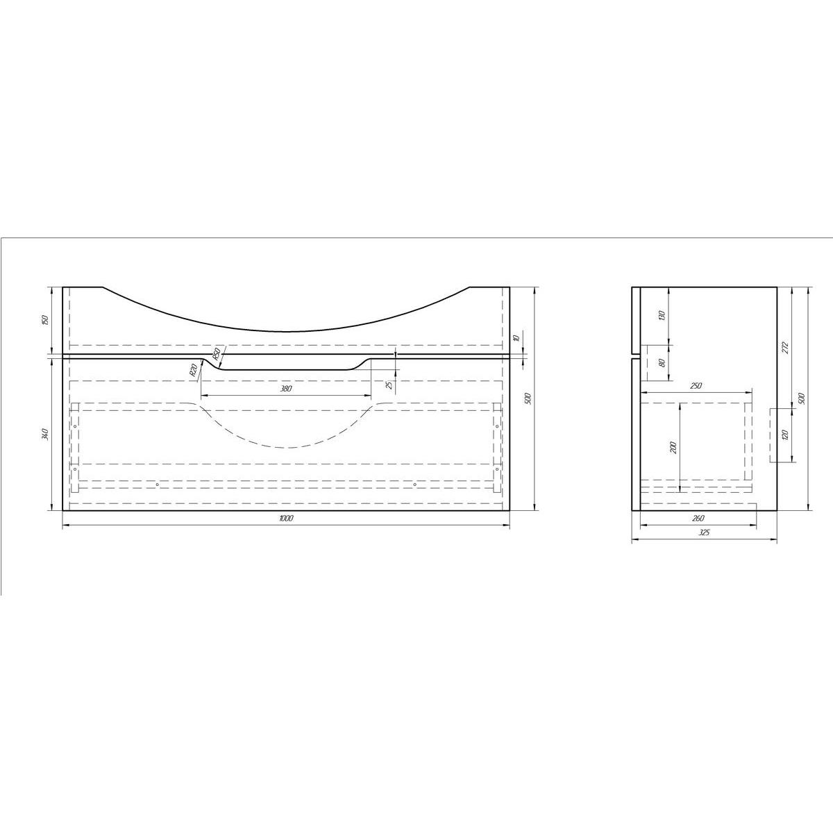 Тумба с раковиной подвесная Dreja Laguna 105 см, белый